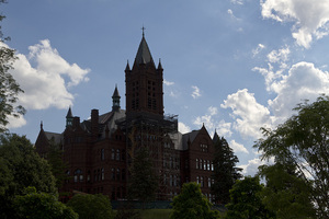 Exterior renovations to Crouse College will continue through the first part of the fall semester, but renovations to some residence halls and classrooms were completed before students' arrival. 