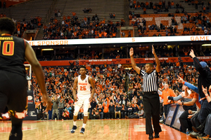 Tyus Battle hit a 3-pointer to put Syracuse up 68-66 with about a minute left against Maryland.