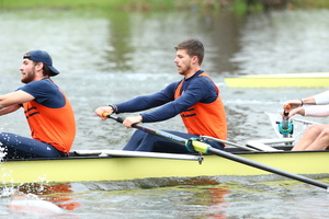 Declan Fischback rows at the Packard Cup. 