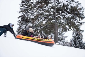 First-year student Maggie Lefebvre participated in multiple snow day activities after the storm, including sledding down Crouse Hill and having a snowball fight with her friends.