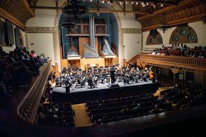 Syracuse University Symphony Orchestra and Wind Ensemble perform in Setnor Auditorium as part of the Setnor Ensemble Series. The Wind Ensemble performed many compositions by Latine composers for Latine Heritage Month. 