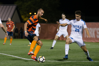 Pieles looks to control the ball.