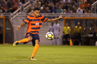 Djimon Johnson tried heading the ball out of the Syracuse penalty area, but the ball grazed his head and Duke took advantage, scoring the first goal of the game.