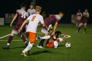 Buchanan and a Colgate player get physical. 