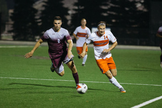 Petter Stangeland runs toward the ball. He recorded a shot on Monday night.