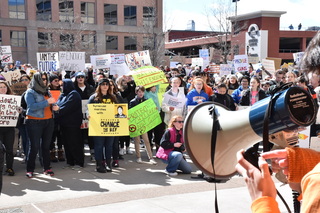 Protesters gathered in Clinton Square to listen to speeches about gun reform and change.