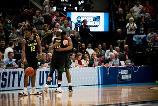 The Bears united on the court after the win, and the Bears fan base stood up and applauded. 