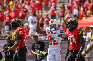 Transfer wideout Trishton Jackson (pictured) made seven catches for 157 yards and two touchdowns.